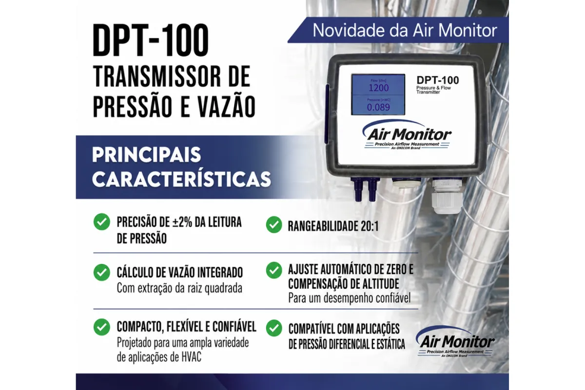DPT-100: Transmissor de Pressão e Vazão para Ar